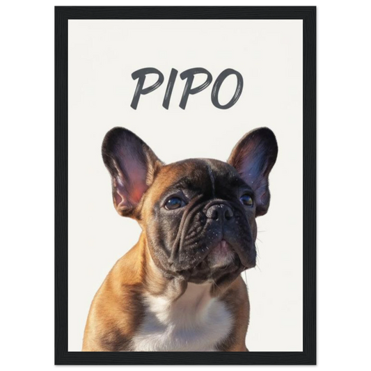 Cuadro negro con retrato de perro bulldog pintado realismo- MascotArte 2