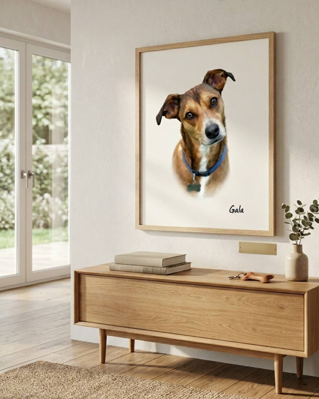 Mockup con retrato de perro mestizo pintado realismo- MascotArte