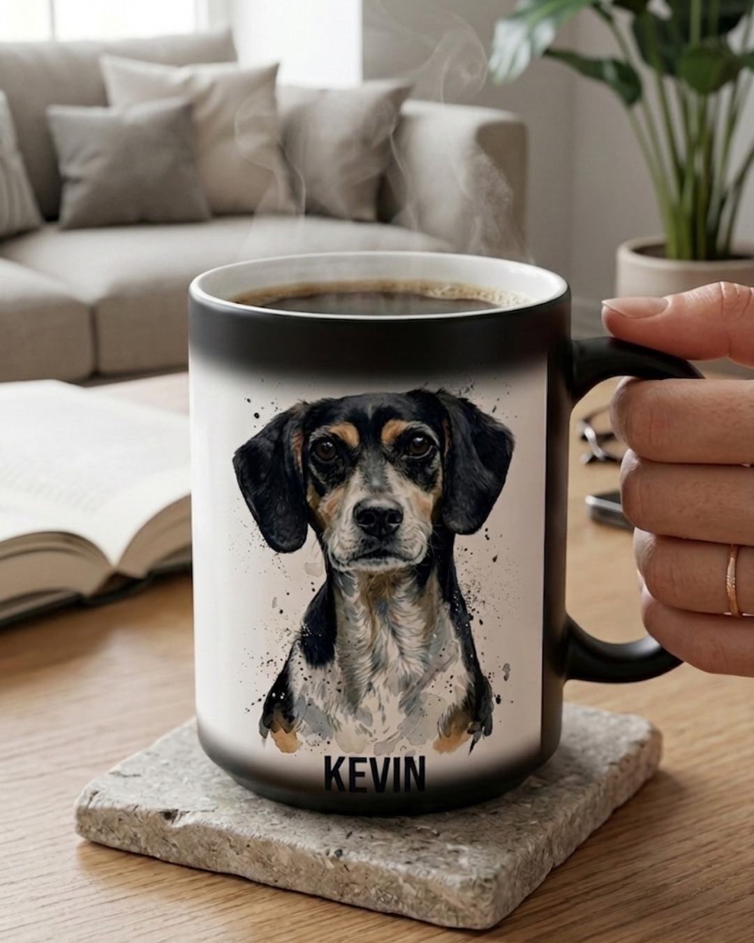 Taza Mágica Personalizada con Retrato Artístico de tu Mascota