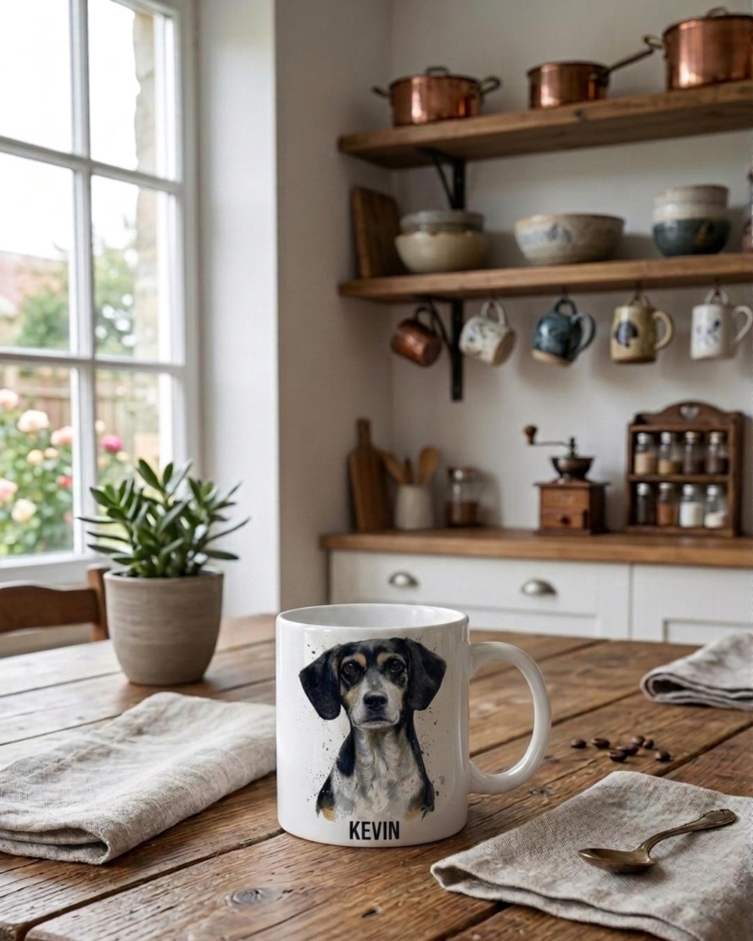 Taza Personalizada con Retrato Artístico de tu Mascota